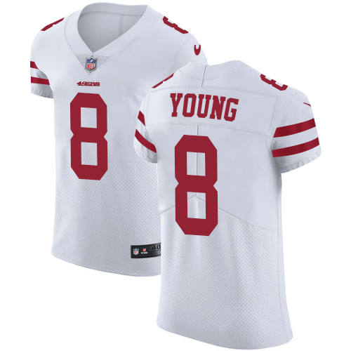 Nike 49ers #8 Steve Young White Men's Stitched NFL Vapor Untouchable Elite Jersey - Click Image to Close
